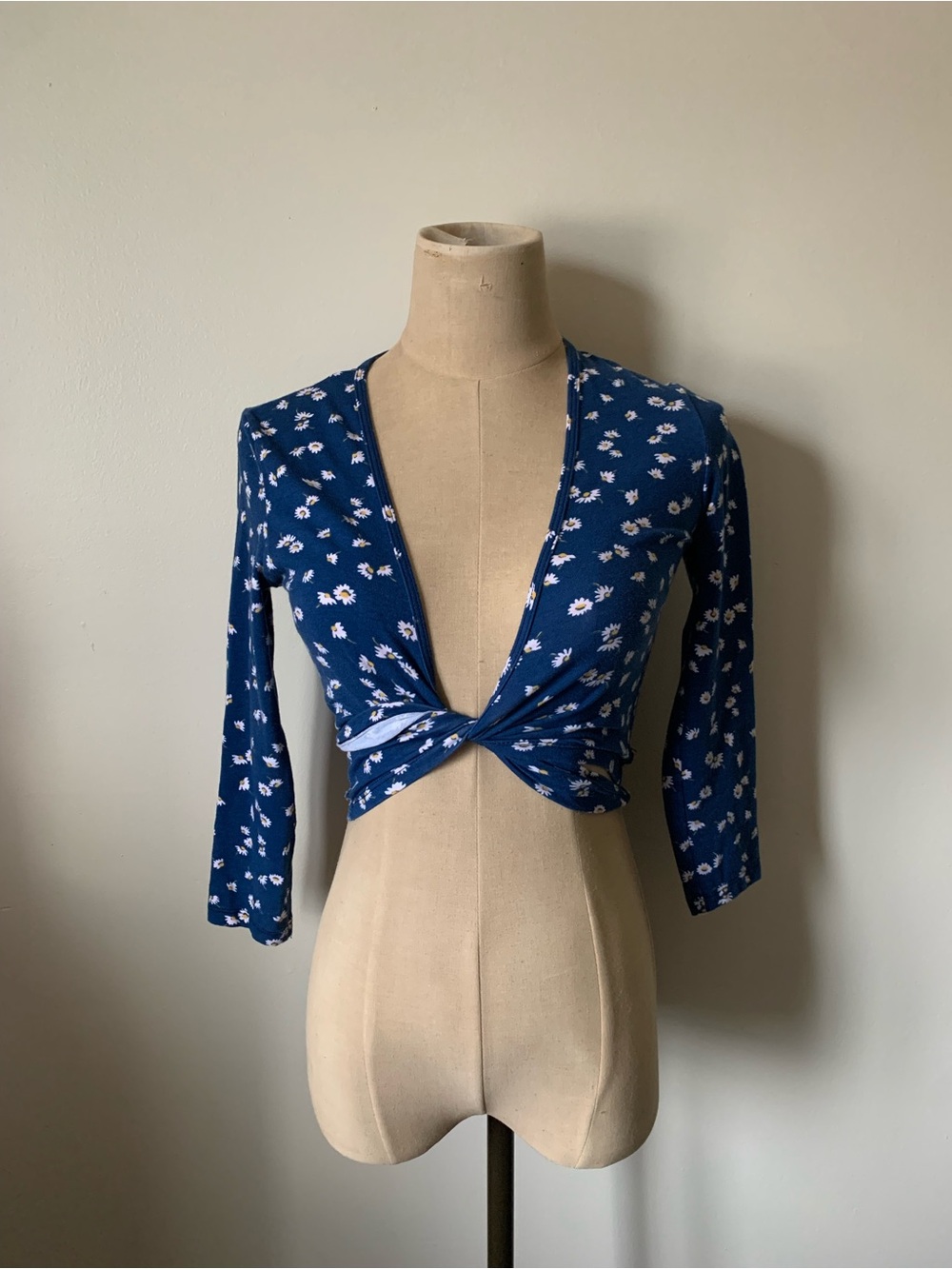 American Apparel Blue Daisy Wrap Around Crop Top
